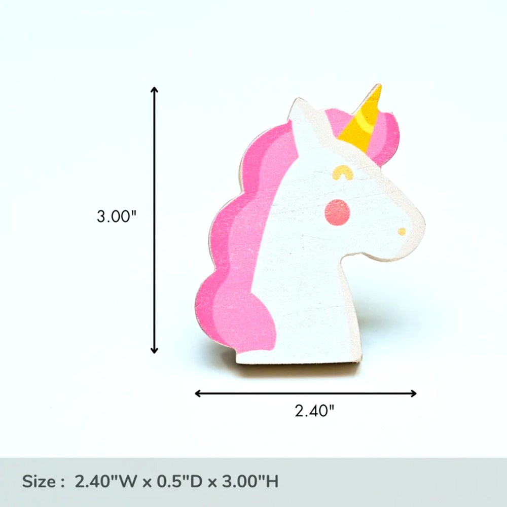 Handmade Pine Wood Pink Unicorn Knob for Kids Furniture